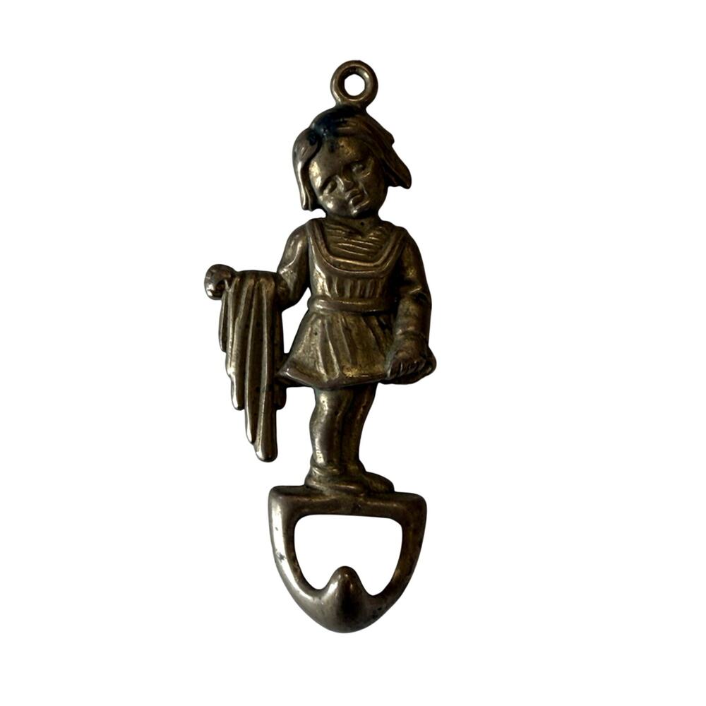 Vintage Italian Brass Figural Towel Hook Girl Wall Hook Made in Italy MCM